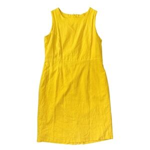 Vintage Wilroy Yellow Linen Blend Sleeveless Lined Classic Sheath Dress Size 18